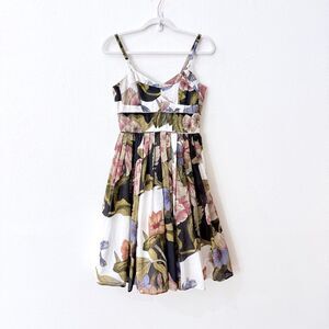 Aryeh Women's Size Small Multi Colored Sweetheart Skater Mini Dress White Pink